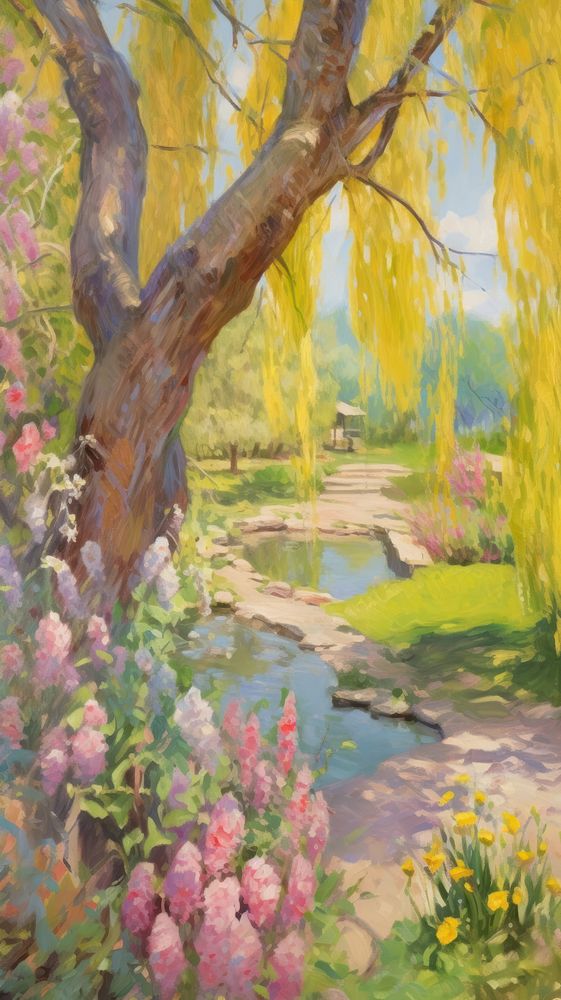 Painting flower spring willow.