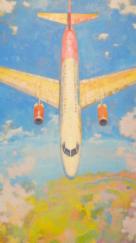 Airplane painting flying transportation.