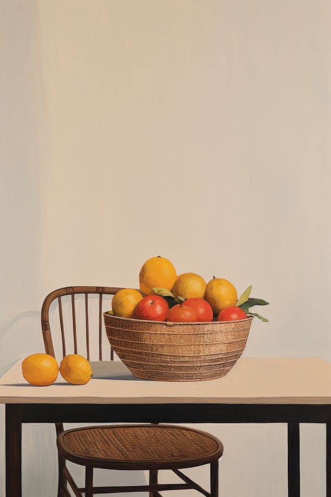 Minimal space dining table fruit grapefruit furniture.