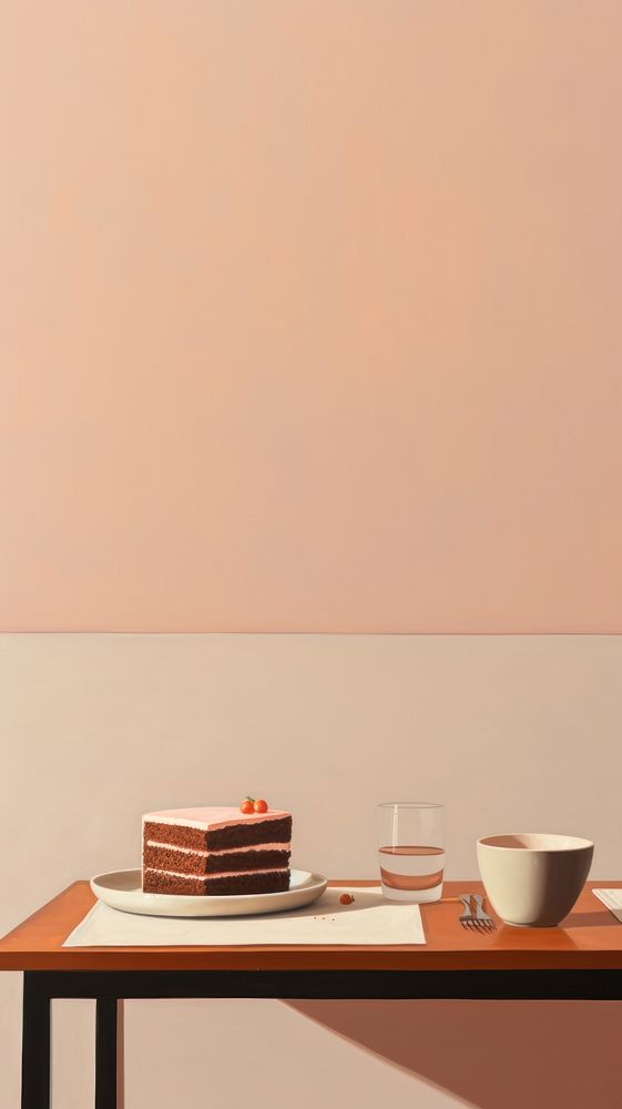 Minimal space kitchen table furniture cake cup.