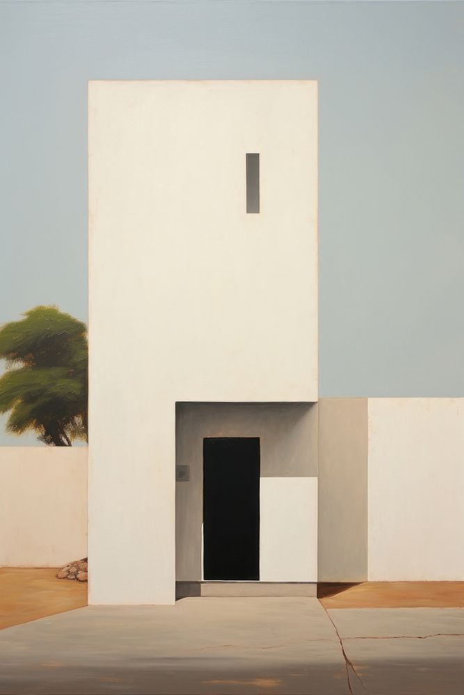 Minimal space house architecture painting fireplace.