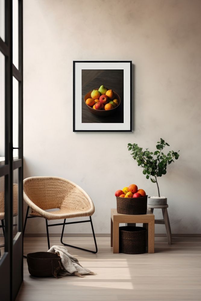 Minimal space living room fruit furniture painting.
