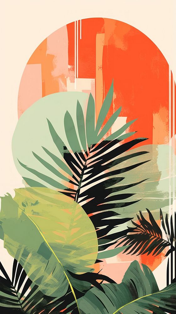 Minimal simple tropical forest art outdoors pattern.