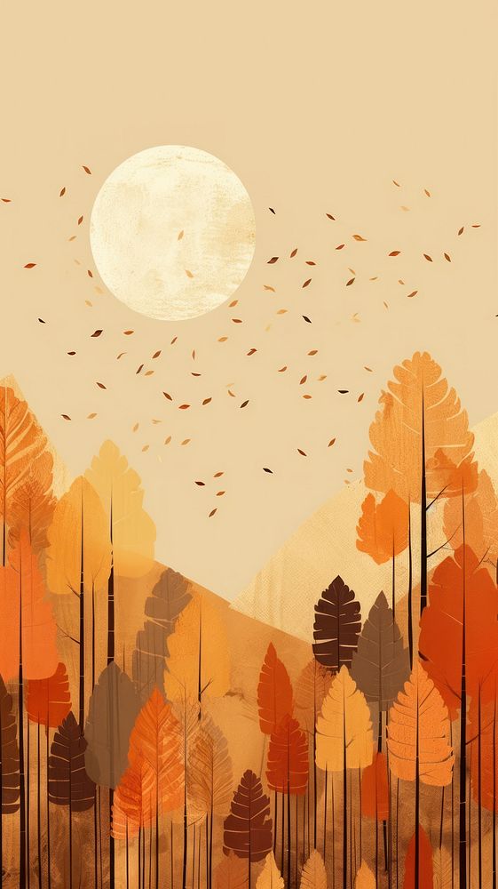 Minimal simple autumn forest outdoors nature moon.