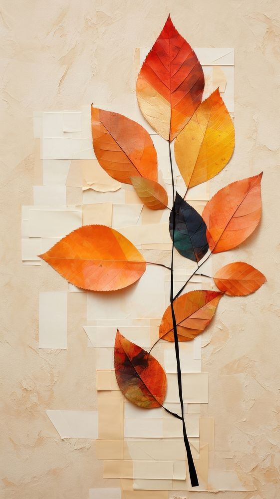 Minimal simple autumn wall art plant.