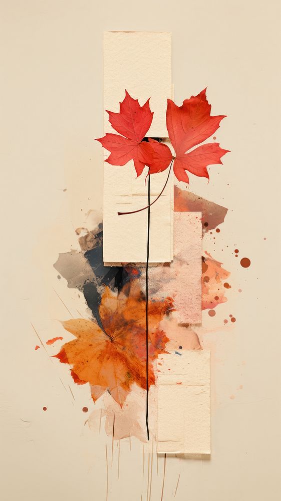Minimal simple autumn maple plant paper.
