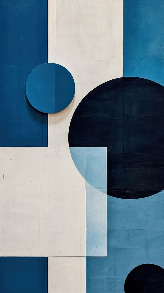 Minimal simple blue tone shapes wall art architecture.
