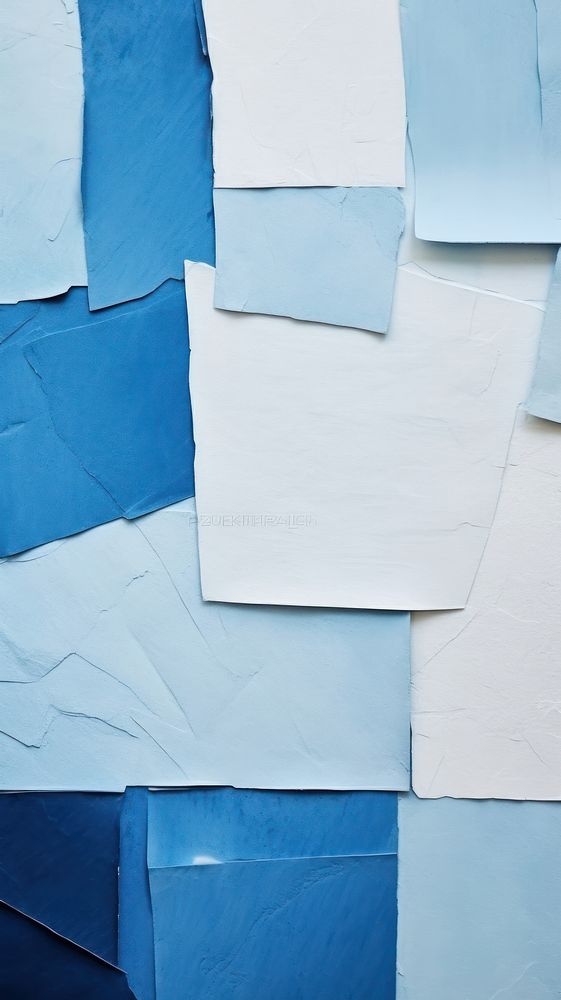 Minimal simple blue tone shapes paper abstract wall.