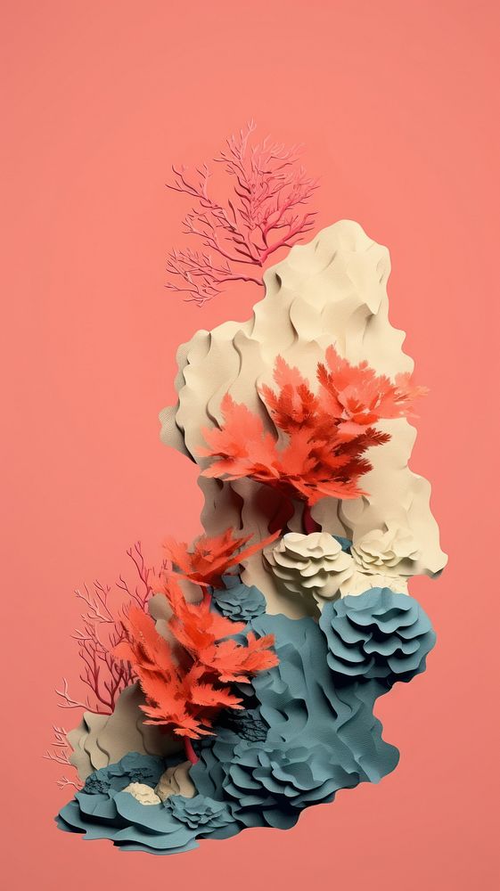 Minimal simple coral reef art plant creativity.