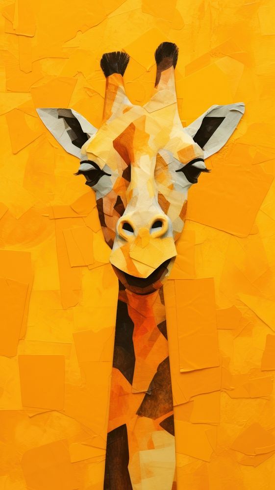 Minimal simple giraffe art wildlife painting.
