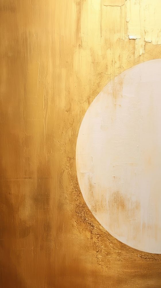 Minimal simple gold moon wall abstract painting.