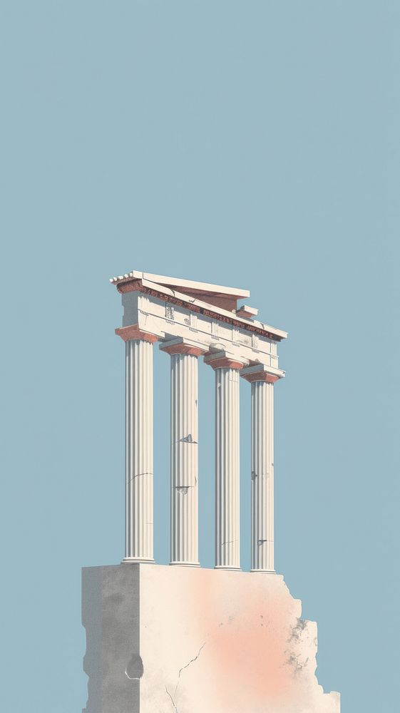 Minimal simple greek temple architecture building column.