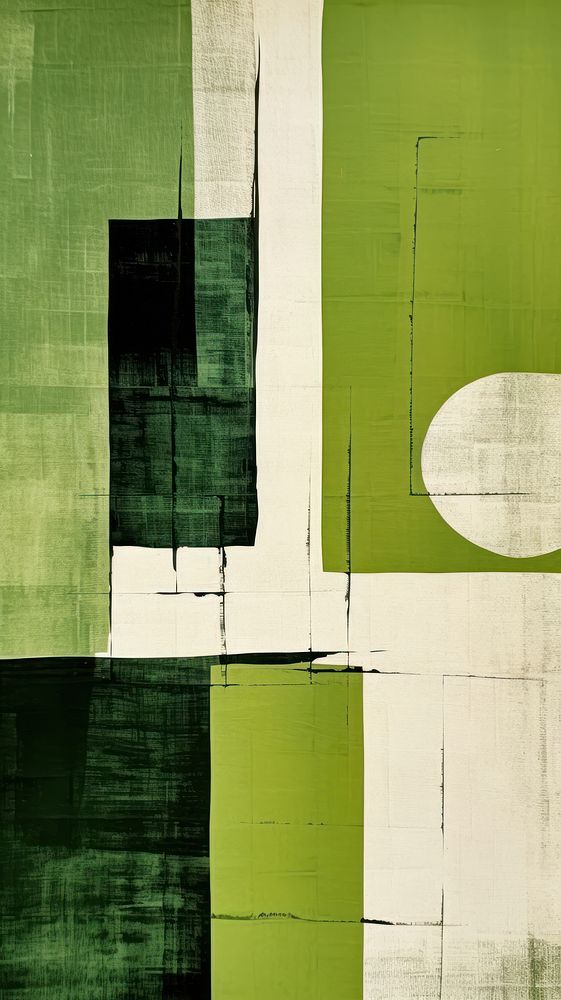 Minimal simple green tone shapes art abstract painting.