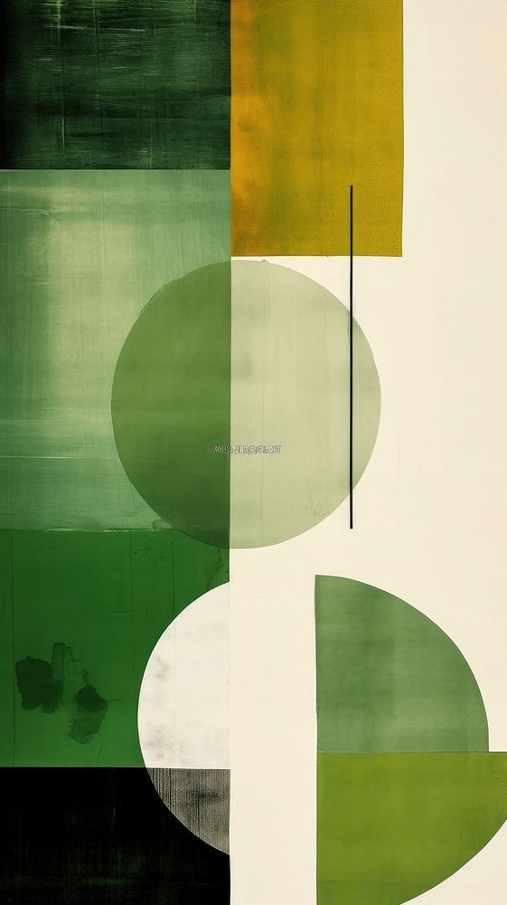 Minimal simple green tone shapes art abstract painting.