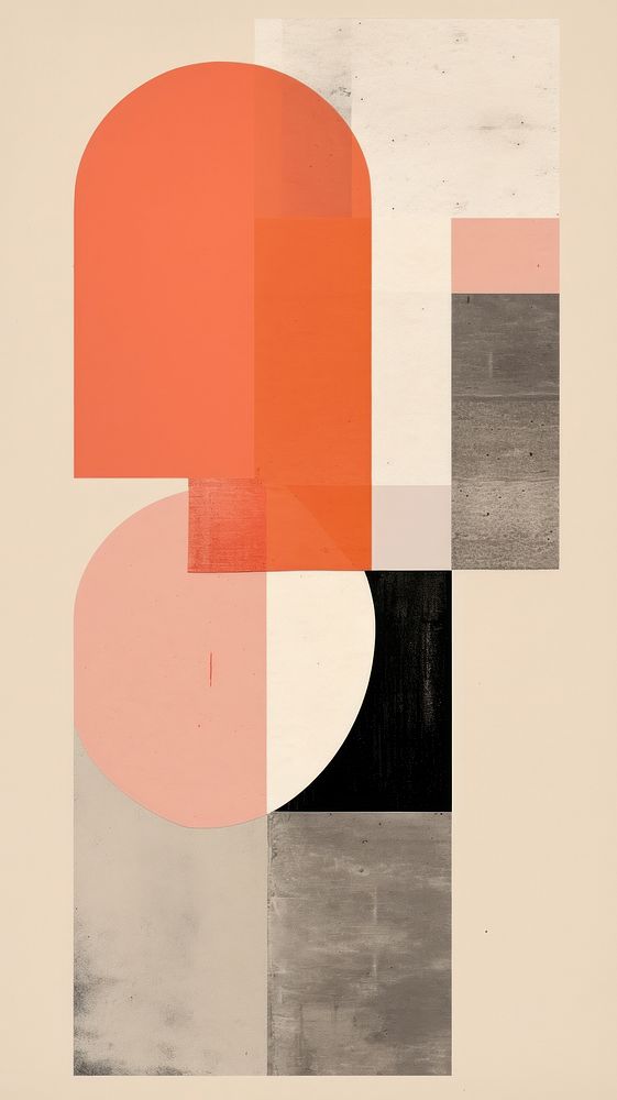 Minimal simple modern shapes art painting collage.
