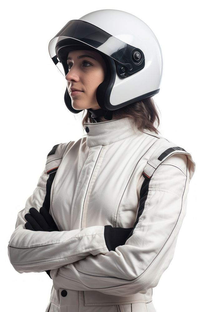Female portrait helmet jacket.