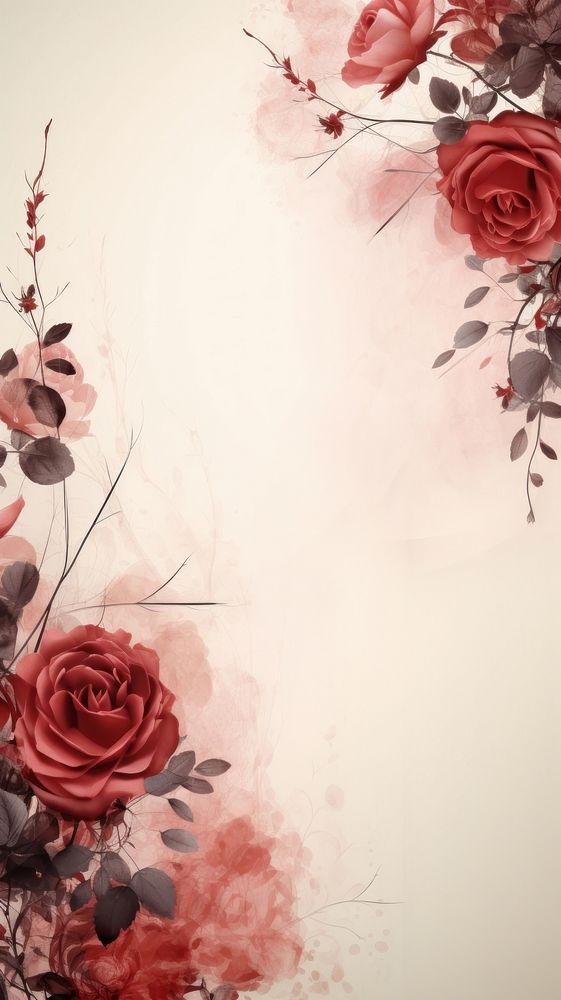  Ink red roses backgrounds pattern flower. AI generated Image by rawpixel.