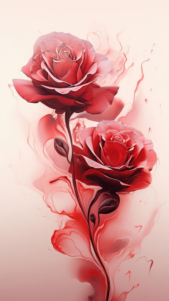  Ink red roses pattern flower petal. AI generated Image by rawpixel.