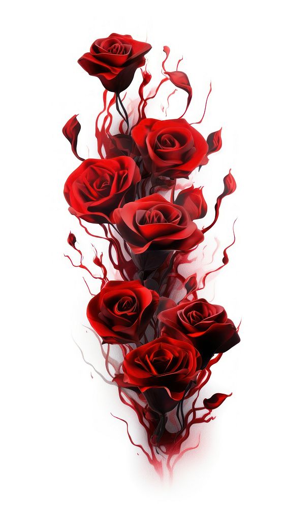  Ink red roses flower petal plant. AI generated Image by rawpixel.