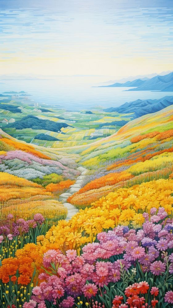 Landscape painting flower wilderness.