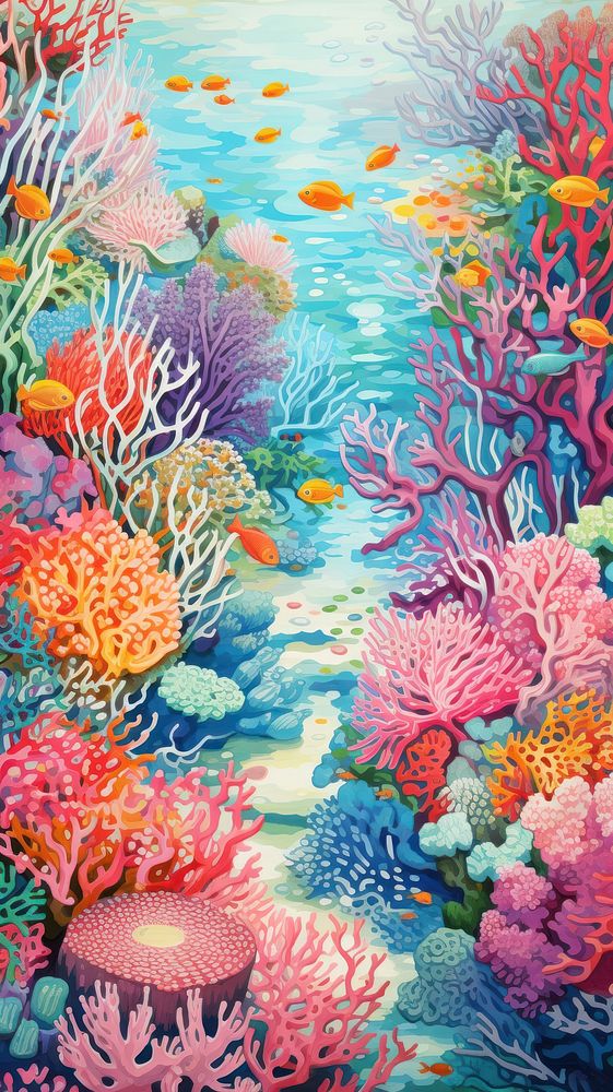 Illustration of a coral reef outdoors painting nature.
