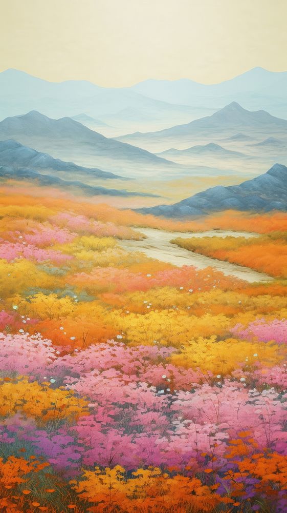 Landscape painting flower outdoors.