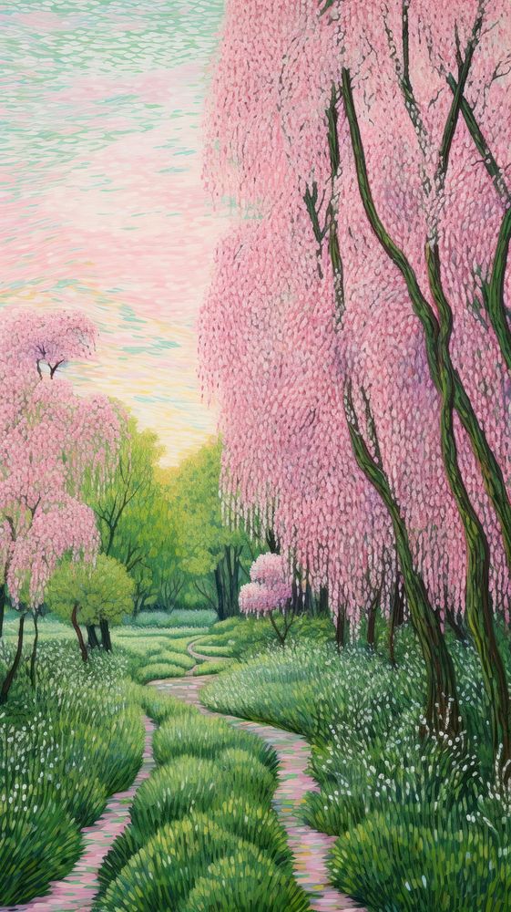 Painting flower tree landscape.