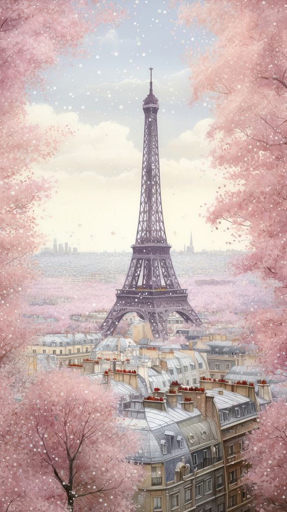 Illustration of a Paris architecture landscape building.