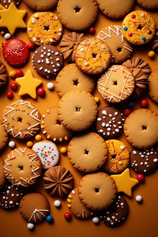 Delicious cookies arrangement gingerbread backgrounds dessert.