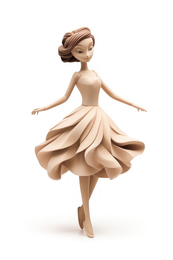 Girl in Ballet dress made up of clay figurine dancing ballet.