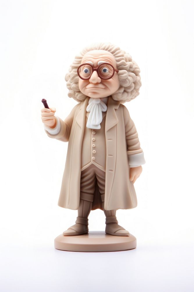 Judge made up of clay figurine toy white background.