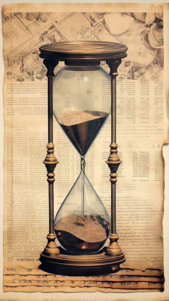 Wallpaper ephemera pale hourglass Antique newspaper architecture deadline.