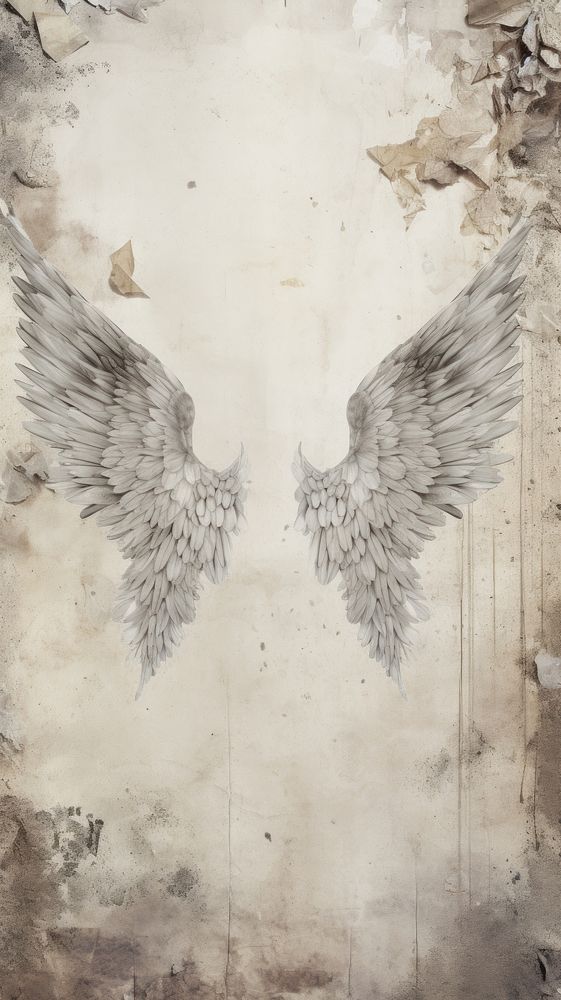 Wallpaper ephemera pale Angel wing angel bird architecture.