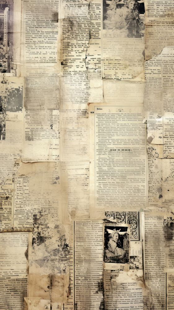 Wallpaper ephemera pale key antique Antique newspaper text page.
