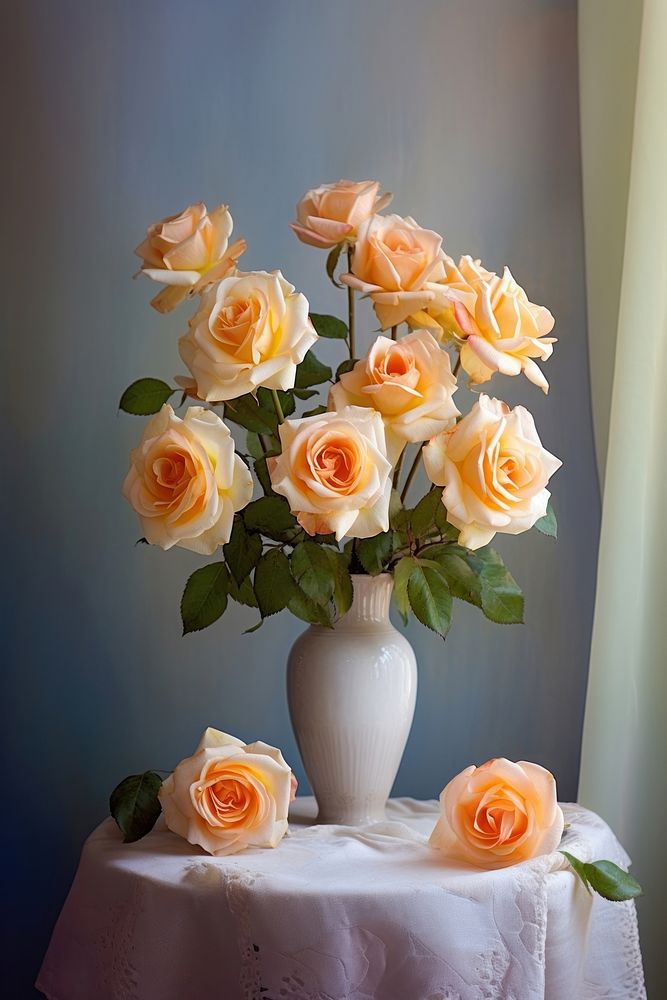 Beautiful blooming roses flower plant white.