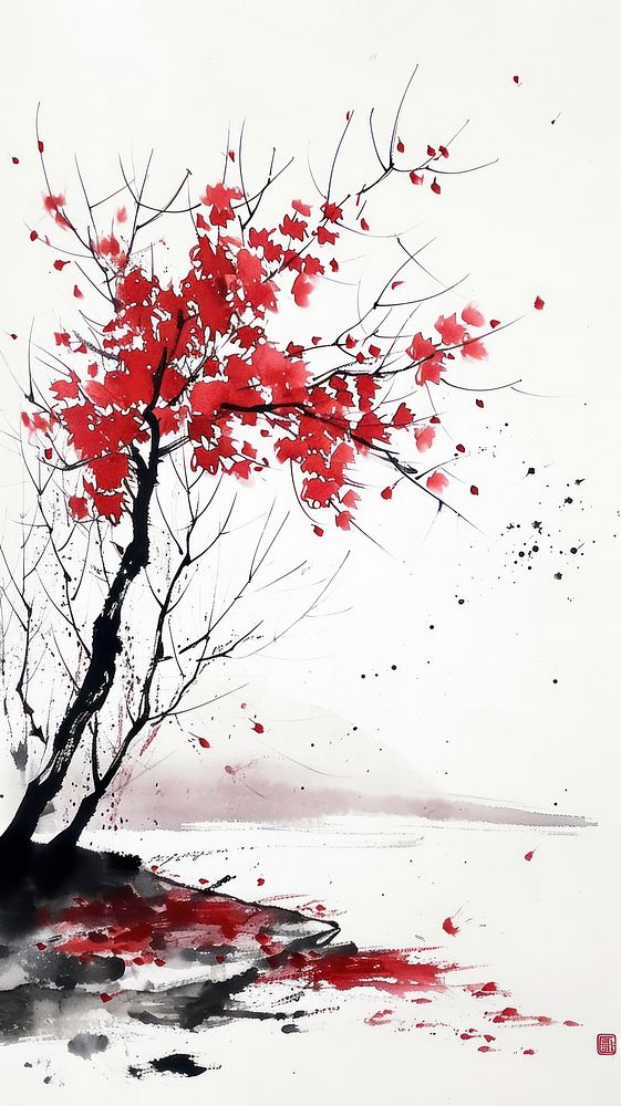 Painting outdoors nature autumn.