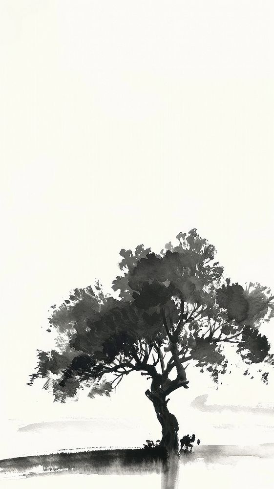 Tree silhouette painting drawing.