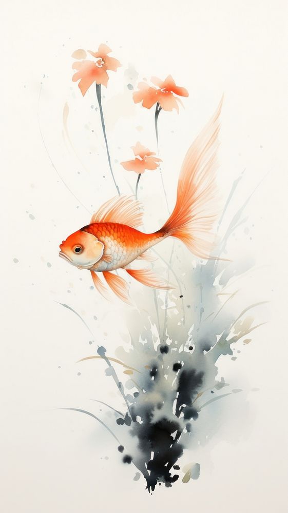 Goldfish painting animal underwater.
