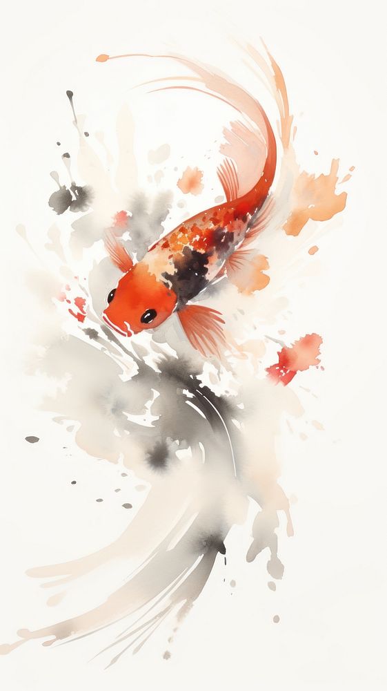 Fish koi painting ink.