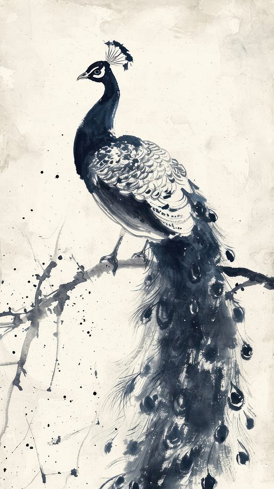 Peacock painting animal bird.