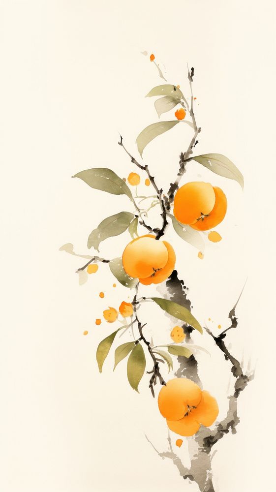 Painting apricot plant fruit.