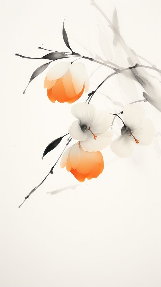 Persimmon painting flower plant.