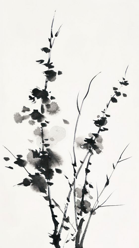 Plant flower white ink.
