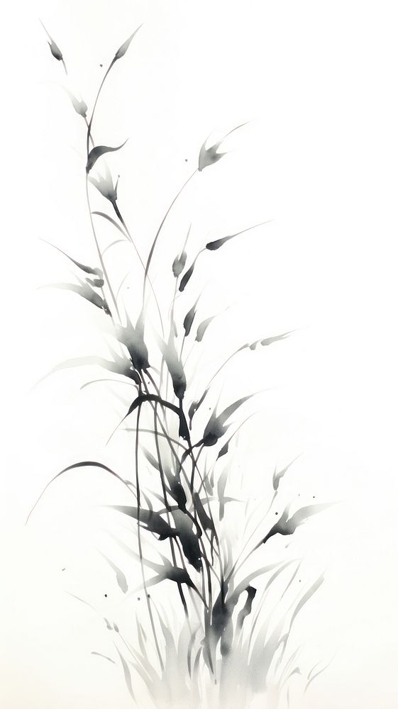 Plant grass white ink.