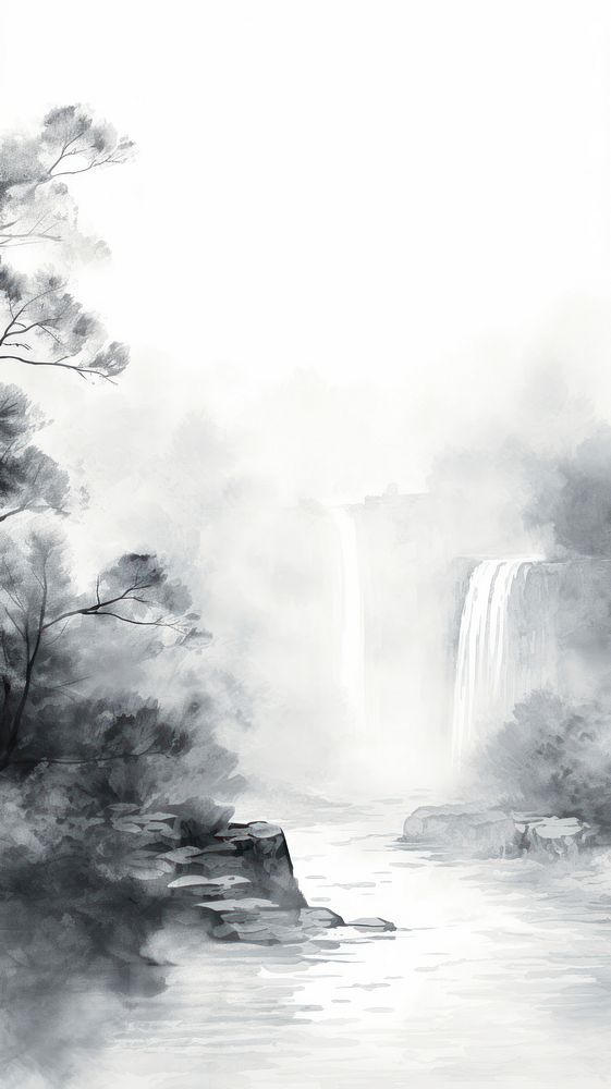 Waterfall outdoors drawing nature.
