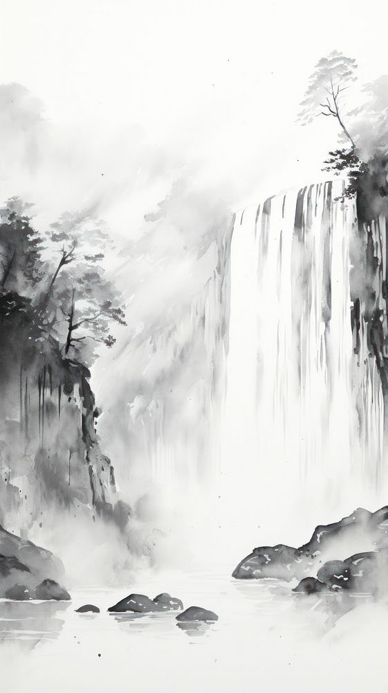 Waterfall outdoors drawing nature.