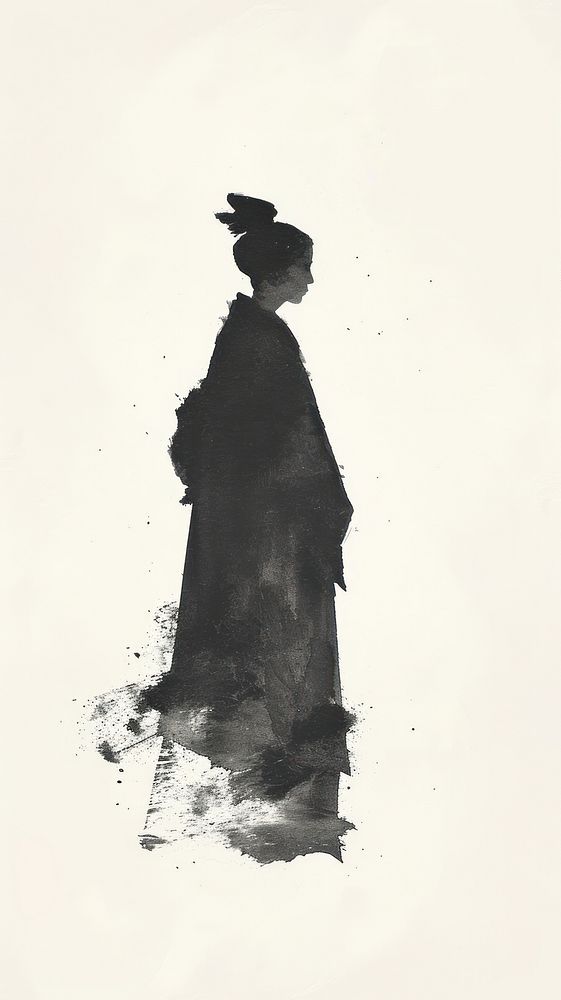 Painting silhouette adult woman.