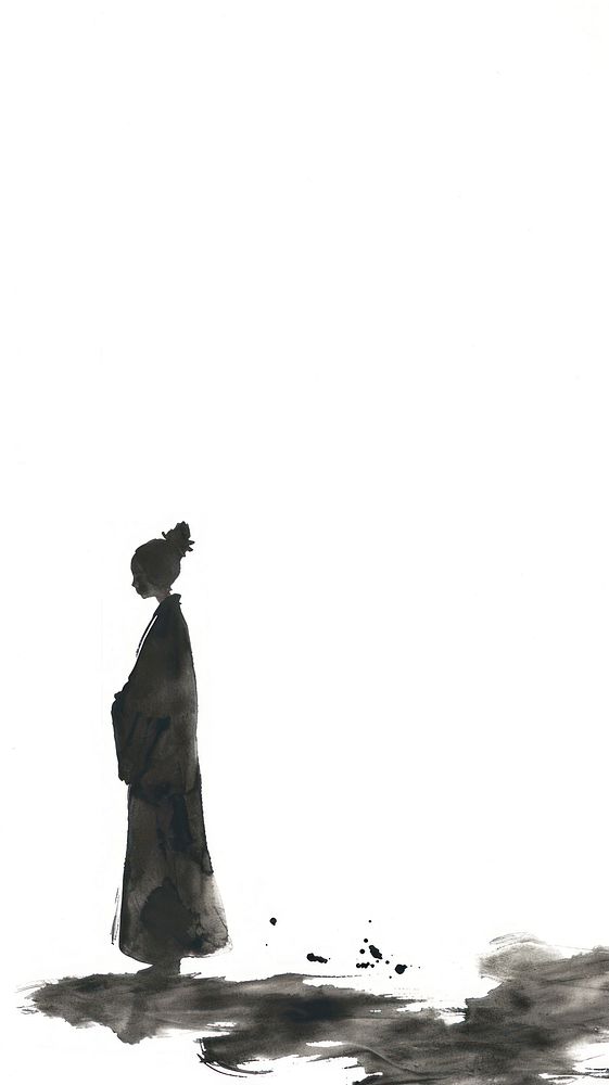 Silhouette adult woman standing.