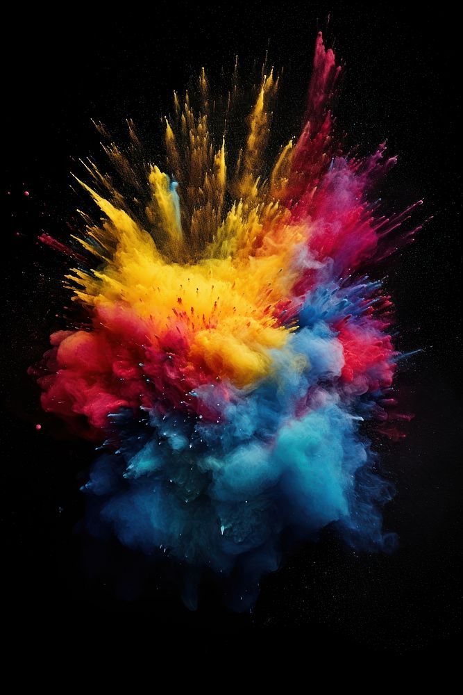 Color powder explosion painting art black background. AI generated Image by rawpixel.