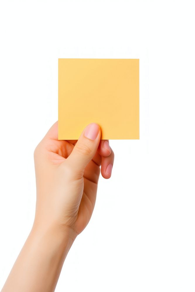 Sticky notes  hand holding paper.